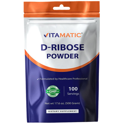 Vitamatic D-Ribose Powder 500g - 17.6 OZ (500 Gram) | Pure & Unflavored | Non-GMO | Easy-Mix Dietary Supplement - dailyvitalstore