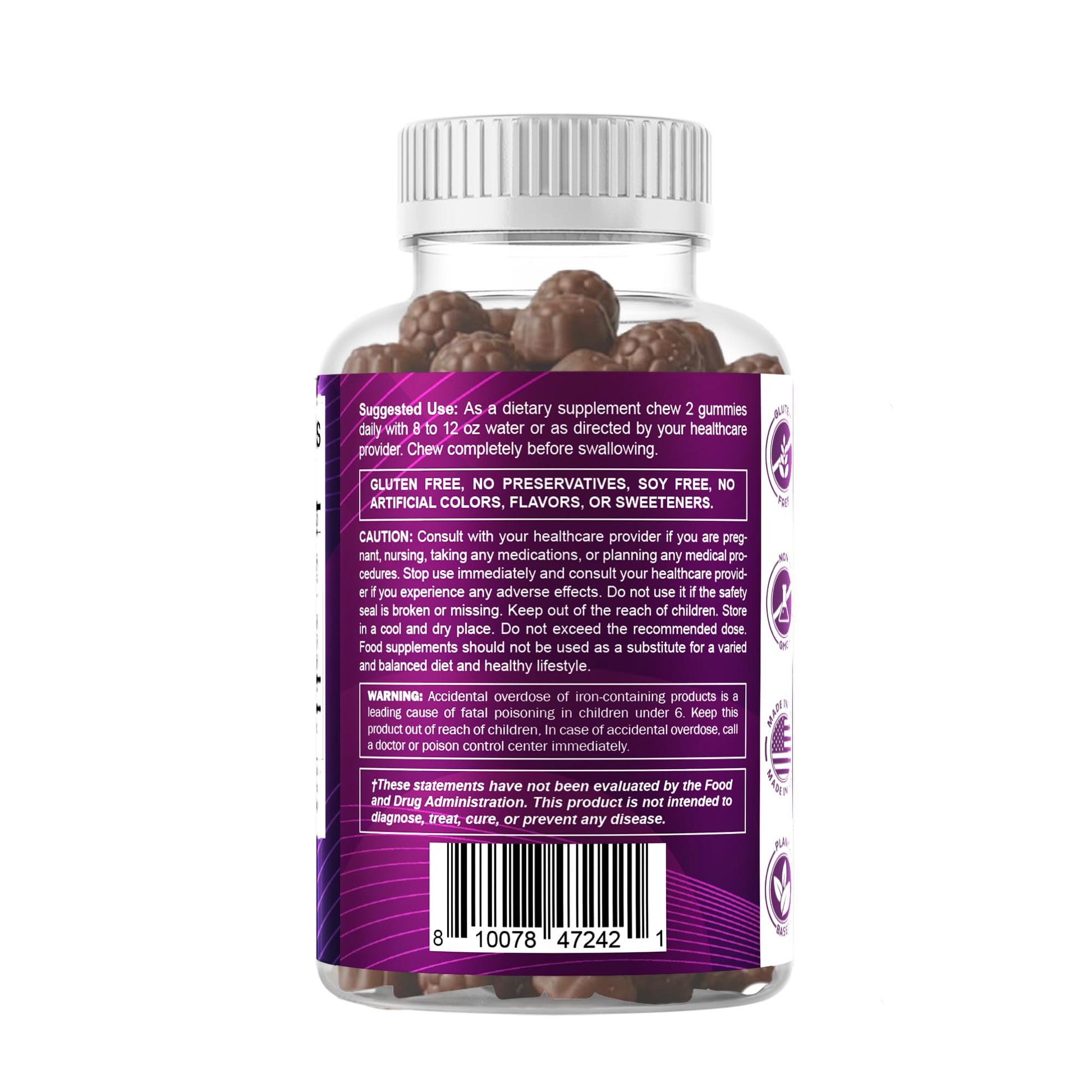 Vitamatic Iron 65 mg Gummies Supplement for Women & Men - 60 Vegan Gummies - Great Tasting Iron Gummy Vitamins with Vitamin C (1) - dailyvitalstore