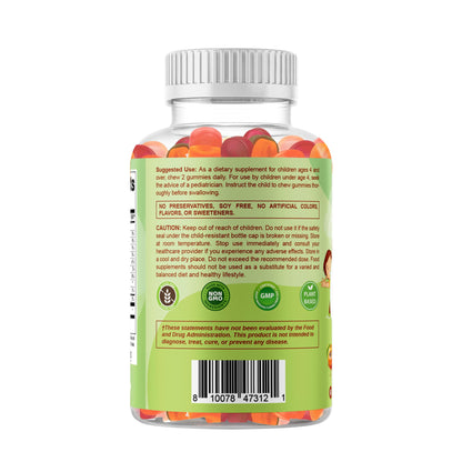 Vitamatic Kids Prebiotic Fiber Gummies – Extra Strength 4g Fiber – Zero Sugar Added – 60 Pectin-Based Gummies – Digestive Health & Regularity Support - dailyvitalstore
