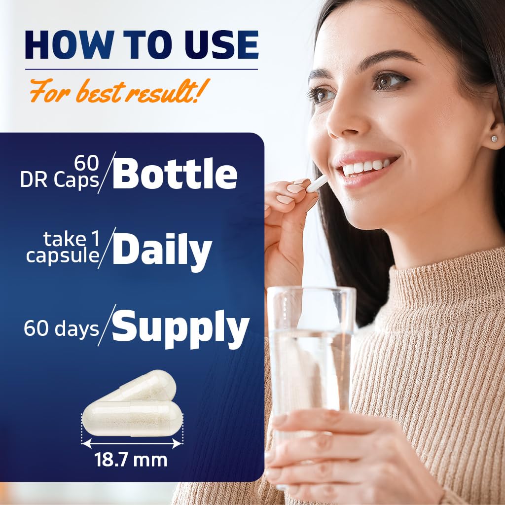 Vitamatic Lactobacillus Plantarum - 20 Billion per DR Capsule - 60 Count - Digestive Support - Made with Prebiotic Inulin Fiber - dailyvitalstore