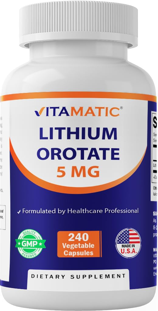 Vitamatic Lithium Orotate 5mg, 240 Veggie Capsules, Non-GMO, Gluten Free. - dailyvitalstore
