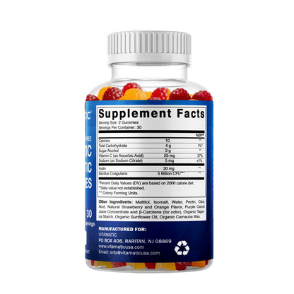 Vitamatic Probiotic Sugar Free Gummies for Men and Women – 5 Billion CFUs Digestive, Immune & Gut Health Support – Gluten Free - dailyvitalstore