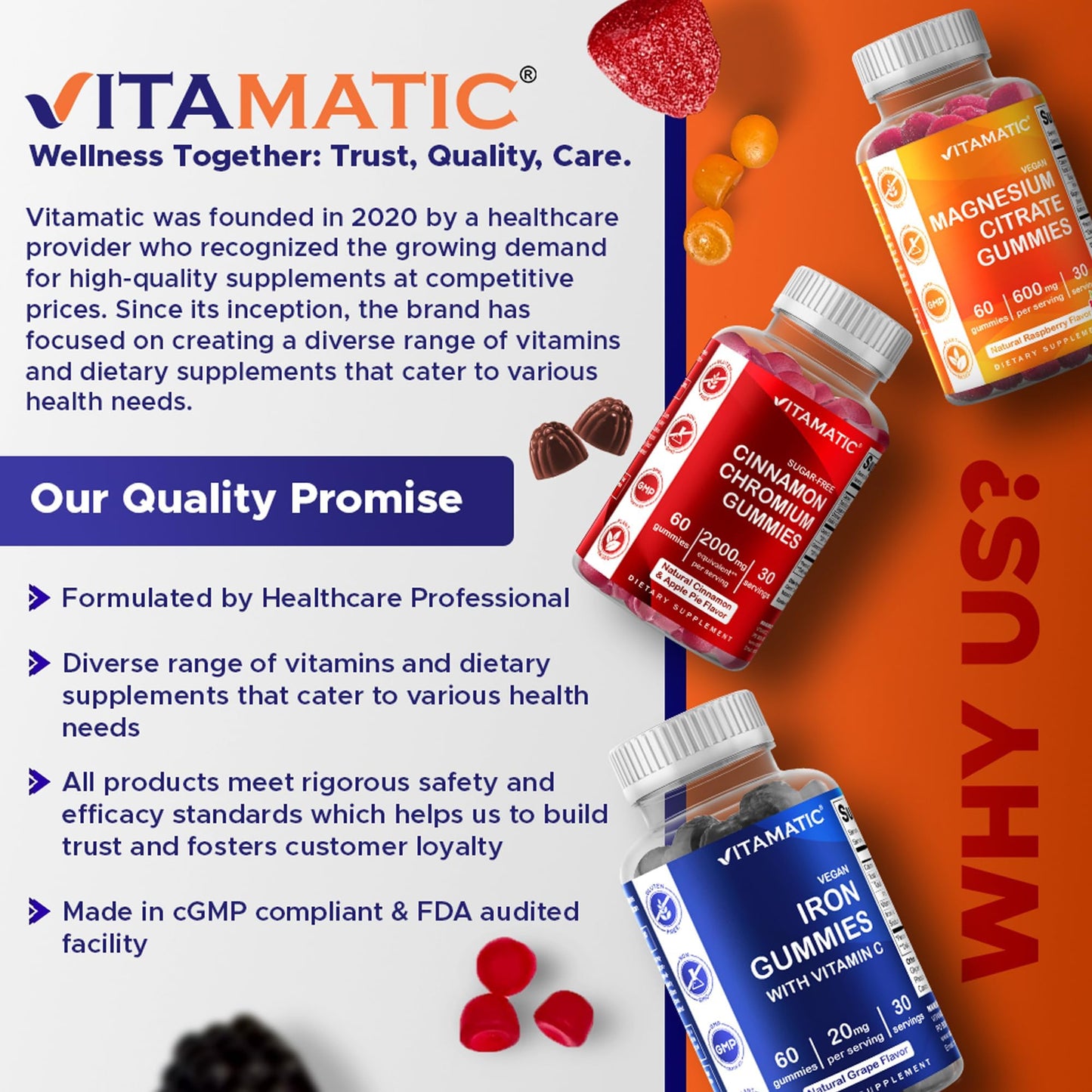 Vitamatic Probiotic Sugar Free Gummies for Men and Women – 5 Billion CFUs Digestive, Immune & Gut Health Support – Gluten Free - dailyvitalstore