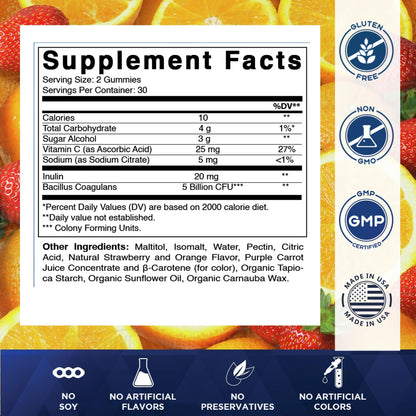 Vitamatic Probiotic Sugar Free Gummies for Men and Women – 5 Billion CFUs Digestive, Immune & Gut Health Support – Gluten Free - dailyvitalstore
