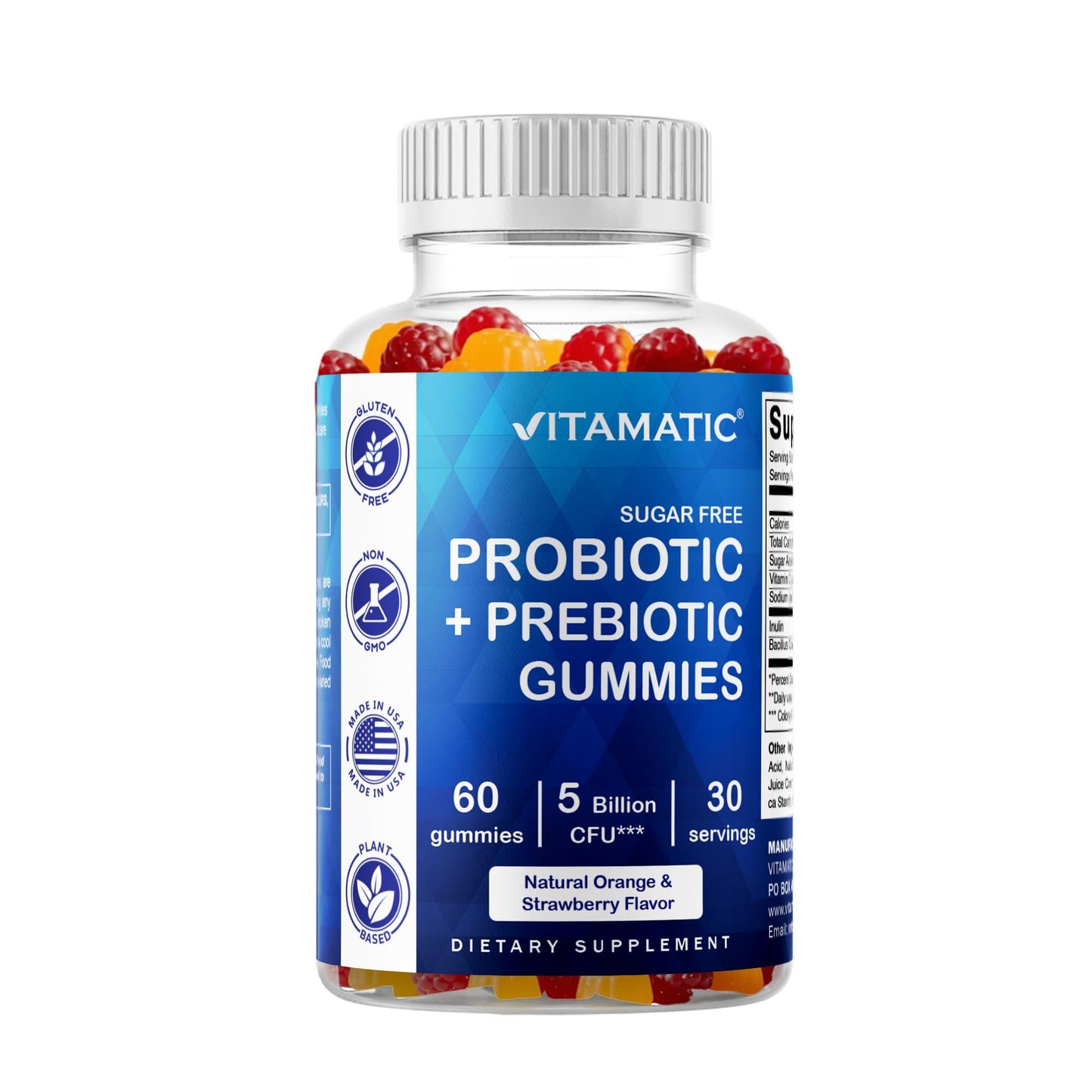 Vitamatic Probiotic Sugar Free Gummies for Men and Women – 5 Billion CFUs Digestive, Immune & Gut Health Support – Gluten Free - dailyvitalstore