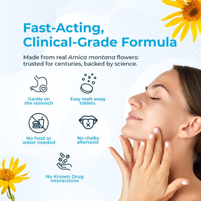 VitaMedica Arnica Montana 200C Rapid Dissolve Tablets for Natural Pain, Bruising, and Swelling Support - High Potency Homeopathic Medicine for Injury and Surgery Recovery - 150 Ct - 50 Servings - dailyvitalstore