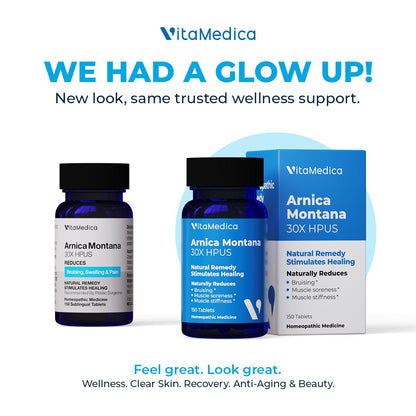 VitaMedica Arnica Montana 30X Homeopathic Tablets for Bruising Pain and Swelling | Plant Based Formula | Recommended by Plastic Surgeons | Natural Recovery Surgery Or Injury | 3 Pack | 150 Servings - dailyvitalstore