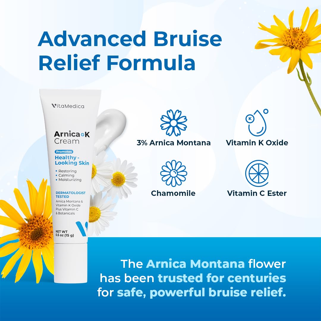 VitaMedica Arnica + Vitamin K Bruise Recovery Cream for Face & Under-Eye, Sensitive-Skin Formula, Post-Procedure Support, 0.5 oz - dailyvitalstore