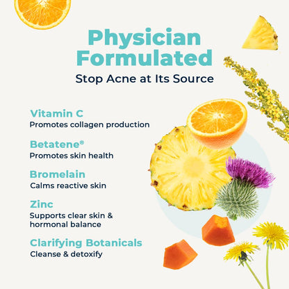 VitaMedica Clear Skin Vitamin Formula | Noncystic Acne Supplement for Skin Clearing | Breakout Treatment for Women and Men | Vitamins A, C, E, Selenium, Chromium, and Zinc for Skin Health | 2 Pack - dailyvitalstore