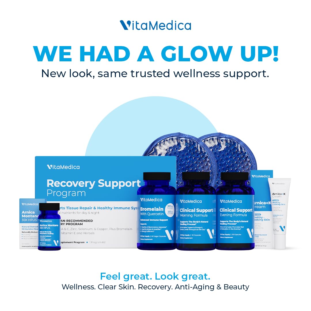 VitaMedica | Ultimate Recovery Bundle | Surgery Prep | Wound Healing | Supplements | Arnica K Oxide Cream | Hot Cold Packs | 30 Day Supply | Arnica Montana | Bromelain | Vitamin A | B Complex - dailyvitalstore
