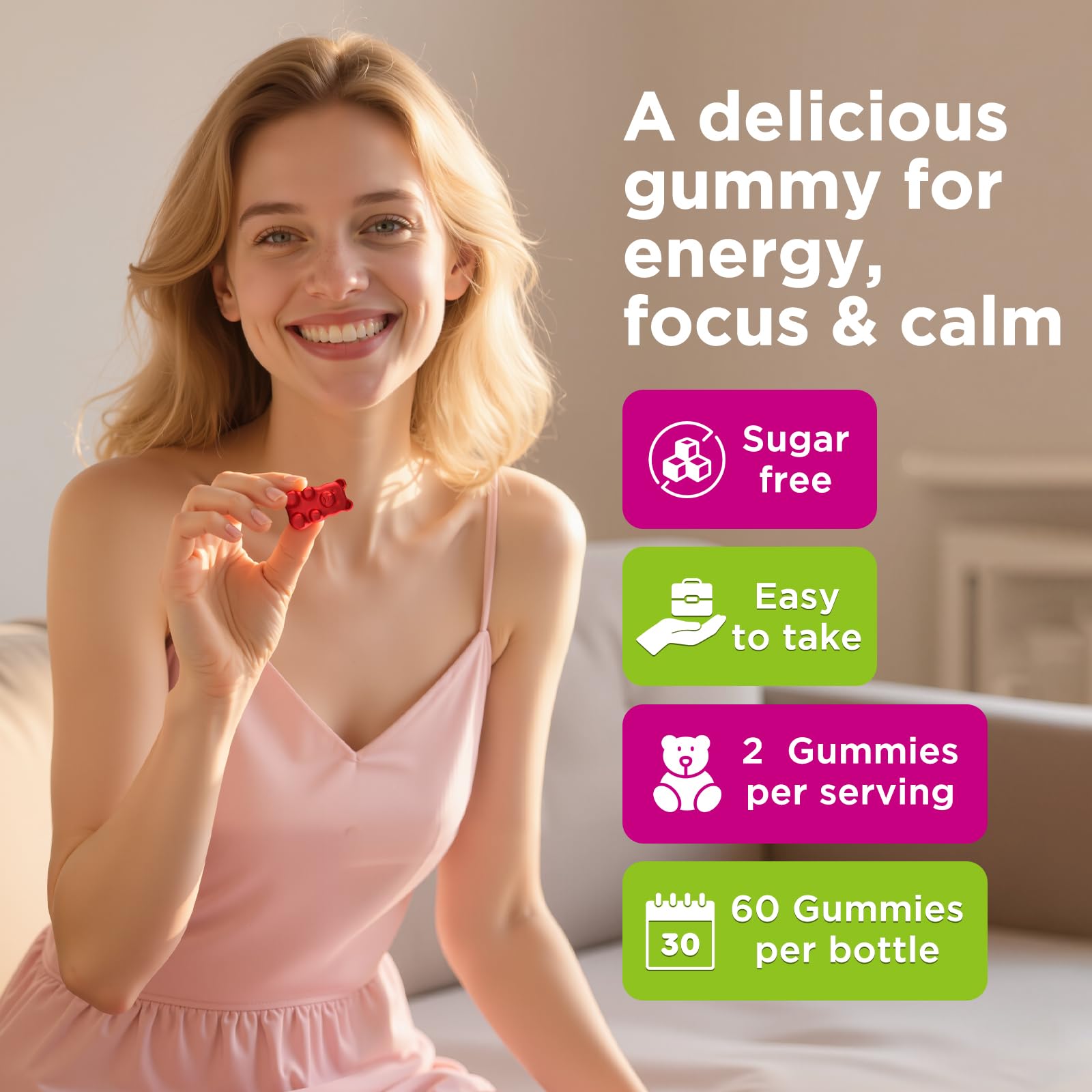 Vitamin B Complex Gummies for Women & Me, Vitamin B12, B1, B2, B3, B6, B7, B9 with Vitamin C, Zinc, Magnesium & CoQ10 for Energy, Brain, Nervous System & Mood, - dailyvitalstore