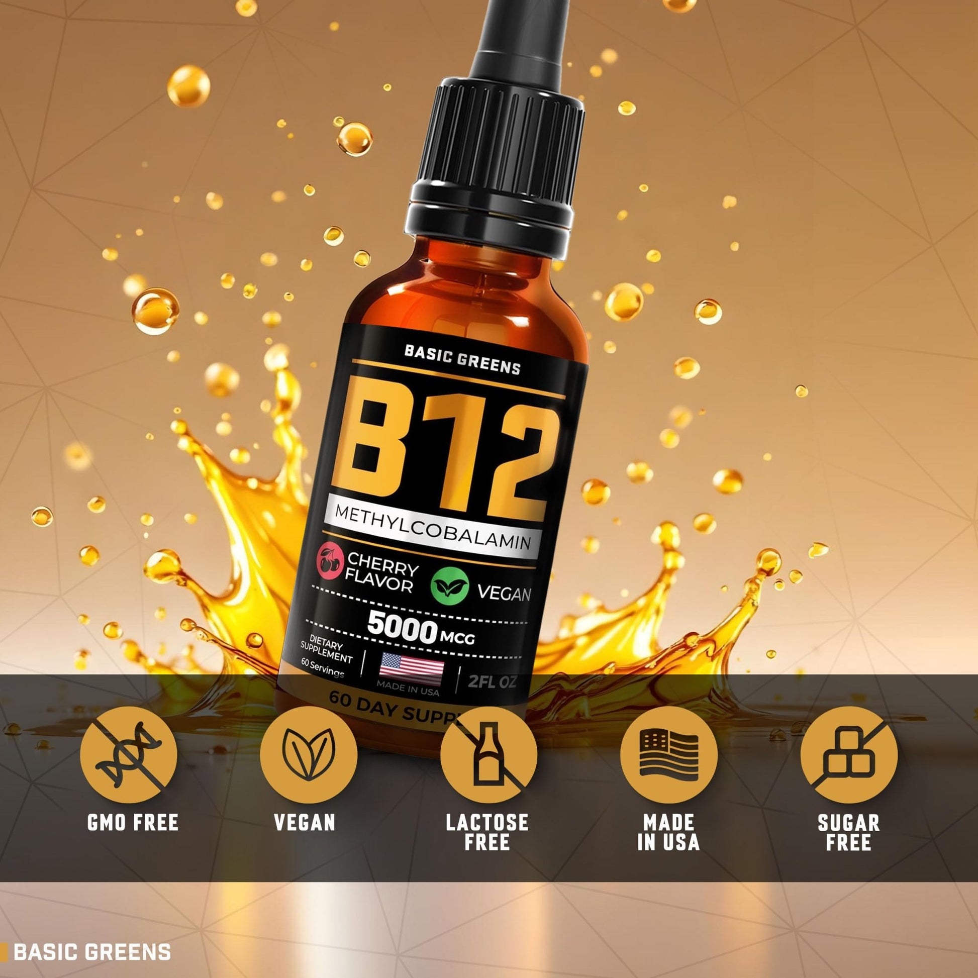 Vitamin B12 Sublingual Liquid Drops 5000 mcg – Vegan Methyl B-12 Supplement for Energy & Focus – B 12 Vitamin for Women & Men - dailyvitalstore