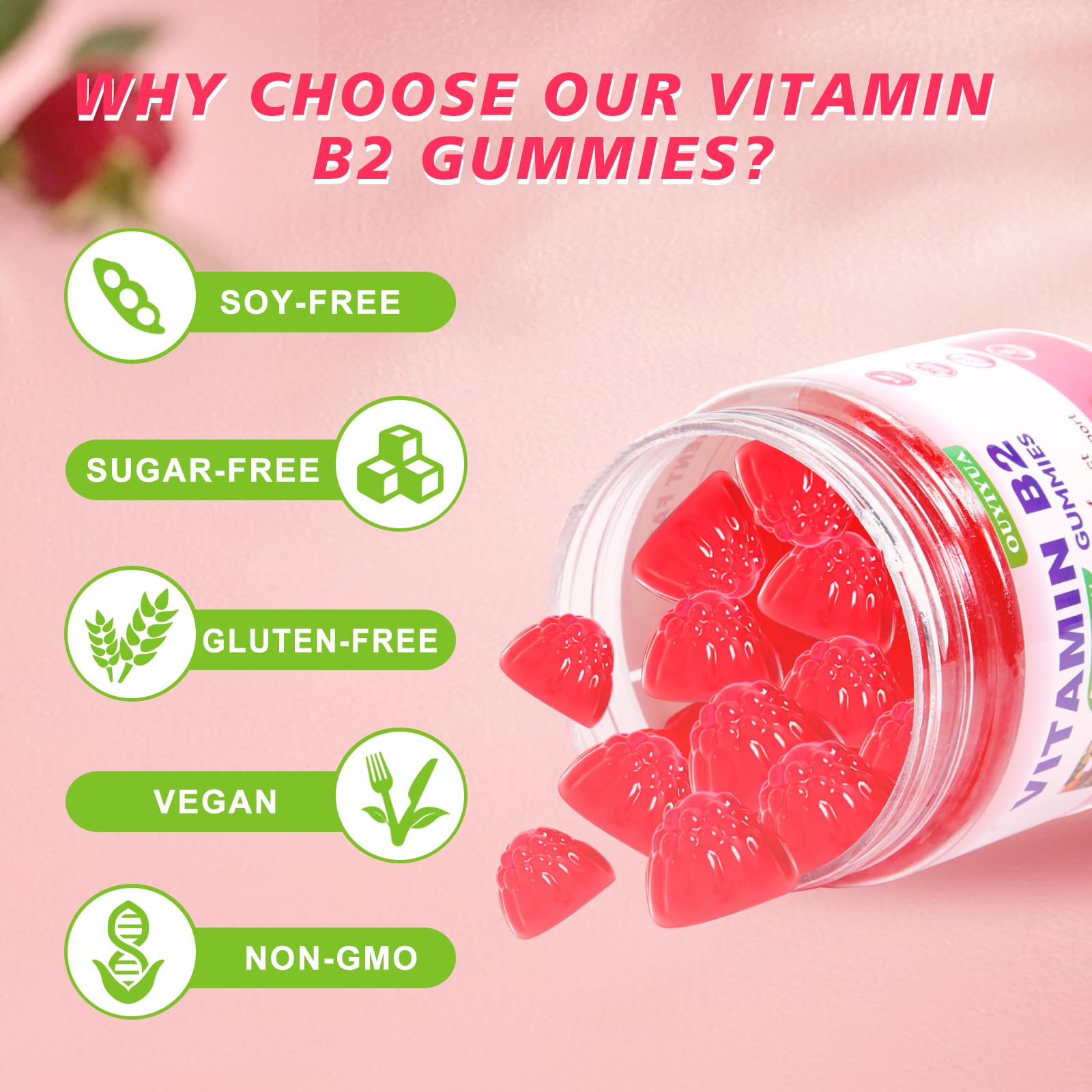 Vitamin B2 Gummies Riboflavin 400mg Supplement with Magnesium for Kids & Adults B2 Gummies for Migraine Relief, Headache Relief & Nervous System Support - dailyvitalstore