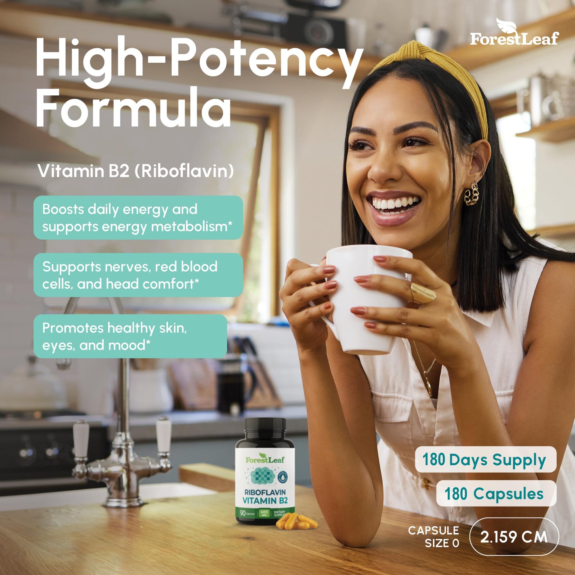 Vitamin B2 Riboflavin 400mg - Energy, Skin & Cellular Health Supplement - Nervous System Support - Vitamin B 2 Vit B - Non-GMO & Gluten Free - B2 Vitamin 400mg - dailyvitalstore