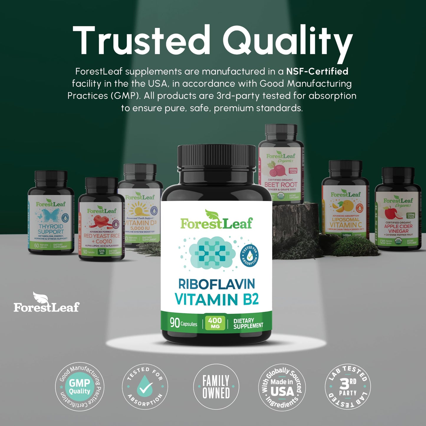 Vitamin B2 Riboflavin 400mg - Energy, Skin & Cellular Health Supplement - Nervous System Support - Vitamin B 2 Vit B - Non-GMO & Gluten Free - B2 Vitamin 400mg - dailyvitalstore