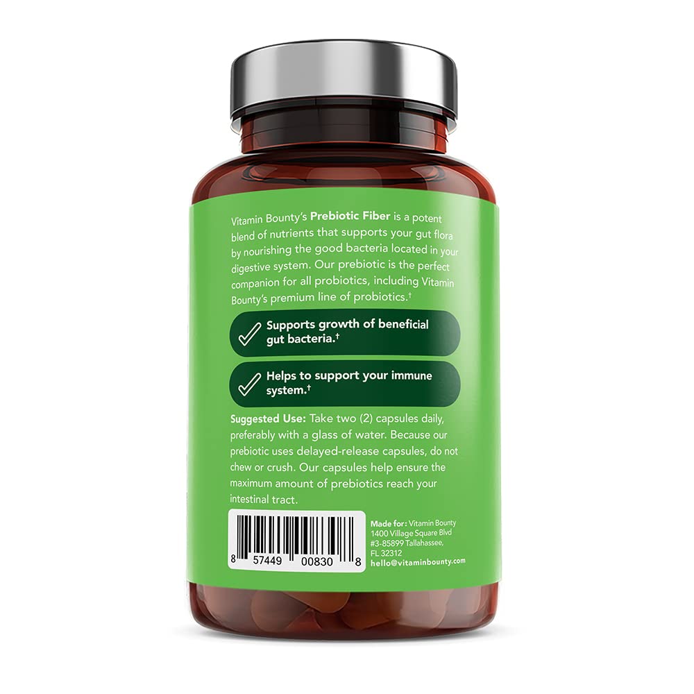 Vitamin Bounty Prebiotic Capsules - PreforPro® Prebiotics Supplement for Women & Men Digestive Health & Advanced Gut Health – No Fiber, No Bloating - dailyvitalstore