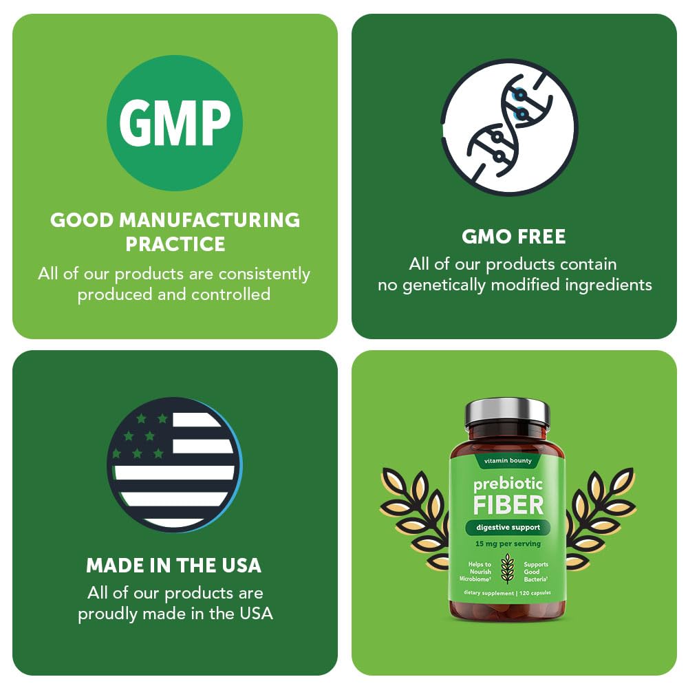Vitamin Bounty Prebiotic Capsules - PreforPro® Prebiotics Supplement for Women & Men Digestive Health & Advanced Gut Health – No Fiber, No Bloating - dailyvitalstore