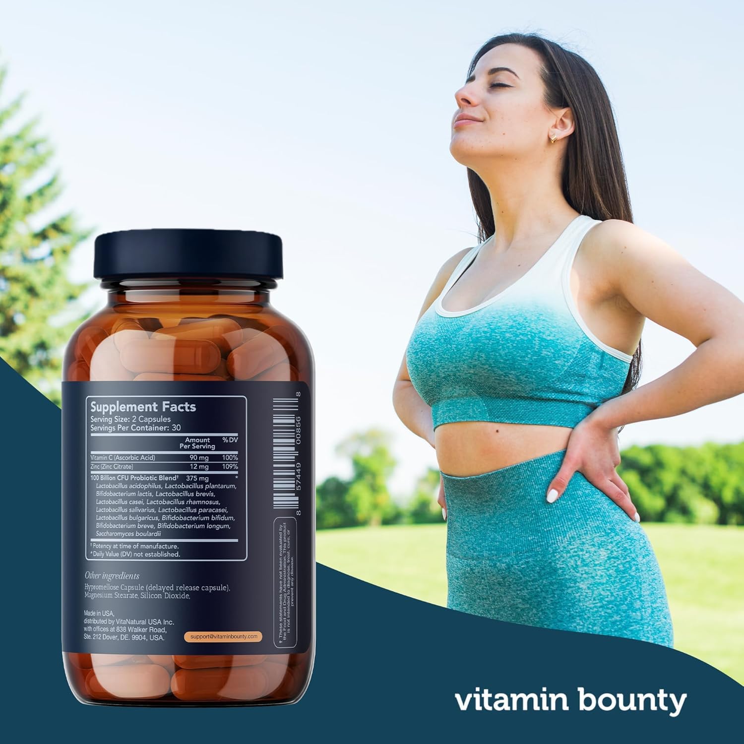 Vitamin Bounty Pro-100 Probiotic 100 Billion CFU - 13 Strains for Digestive Health & Immune Support - High Potency Probiotics for Women & Men - dailyvitalstore