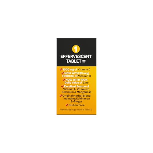 Vitamin C 1000mg (per serving) - Airborne Very Berry Effervescent Tablets (36 count in a box), Gluten-Free Immune Support Supplement, With Vitamins A C E, ZINC, Selenium, Echinacea & Ginger - dailyvitalstore