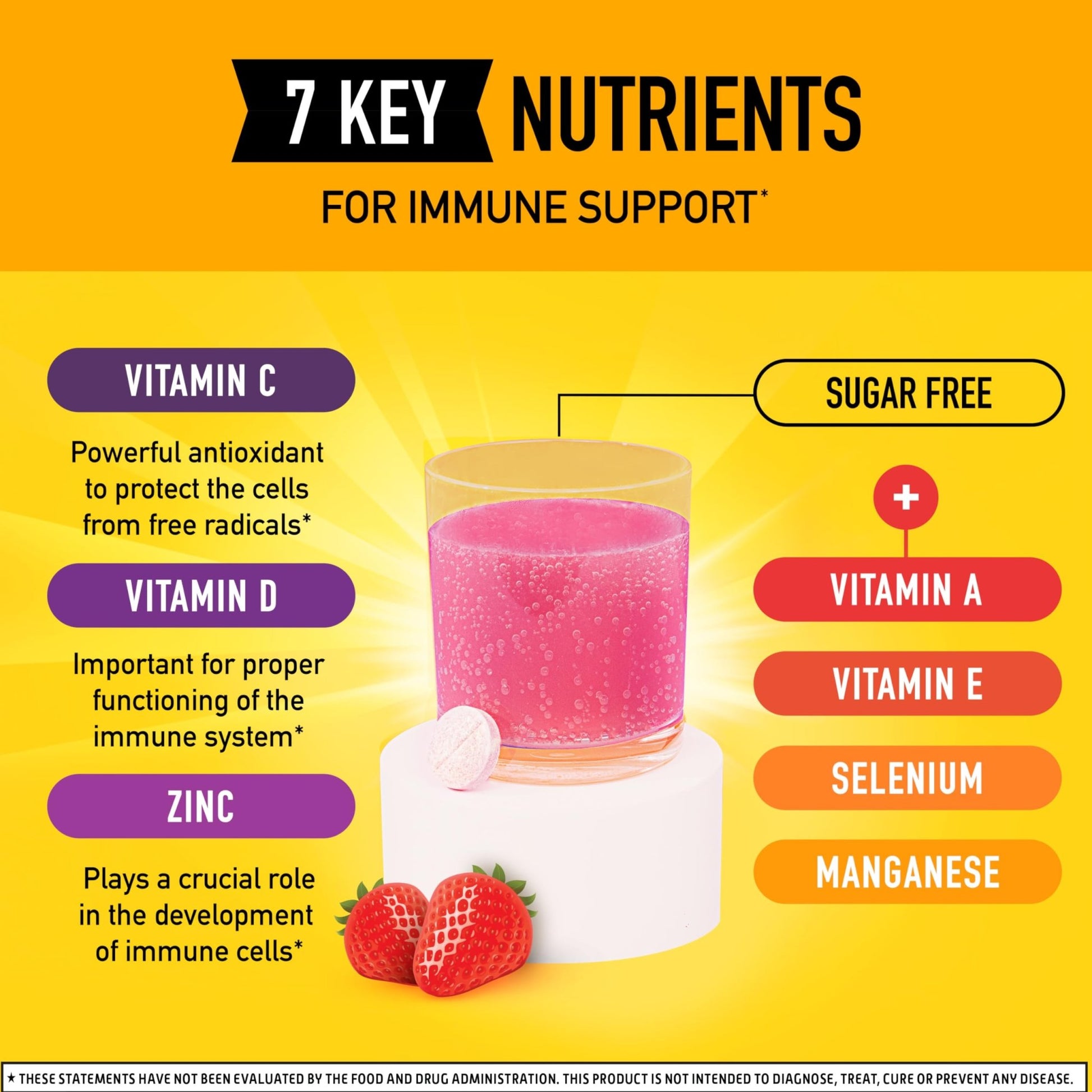 Vitamin C 1000mg (per serving) - Airborne Very Berry Effervescent Tablets (36 count in a box), Gluten-Free Immune Support Supplement, With Vitamins A C E, ZINC, Selenium, Echinacea & Ginger - dailyvitalstore