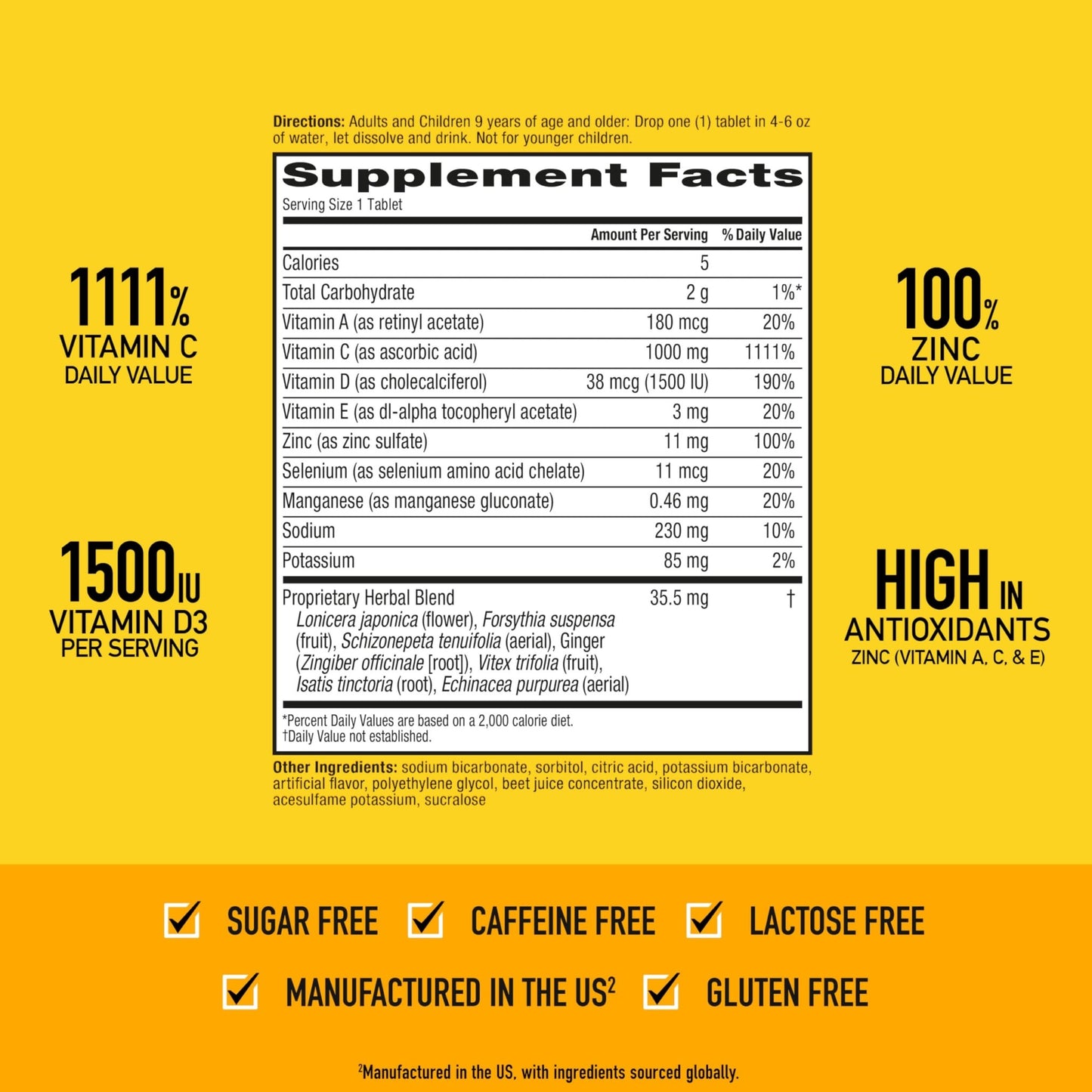 Vitamin C 1000mg (per serving) - Airborne Very Berry Effervescent Tablets (36 count in a box), Gluten-Free Immune Support Supplement, With Vitamins A C E, ZINC, Selenium, Echinacea & Ginger - dailyvitalstore