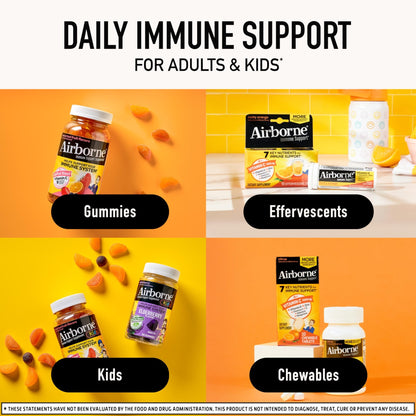 Vitamin C 1000mg (per serving) - Airborne Very Berry Effervescent Tablets (36 count in a box), Gluten-Free Immune Support Supplement, With Vitamins A C E, ZINC, Selenium, Echinacea & Ginger - dailyvitalstore