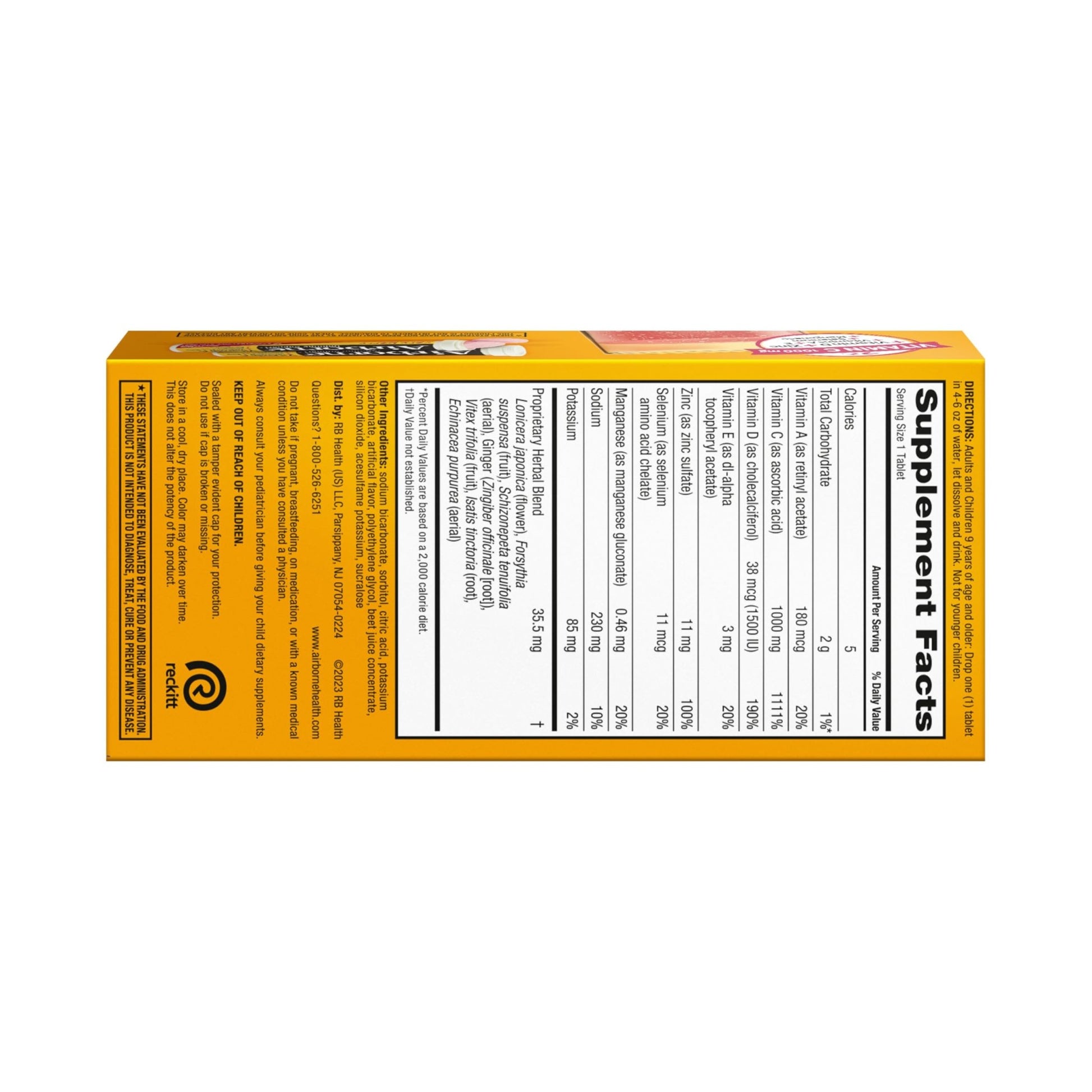Vitamin C 1000mg (per serving) - Airborne Very Berry Effervescent Tablets (36 count in a box), Gluten-Free Immune Support Supplement, With Vitamins A C E, ZINC, Selenium, Echinacea & Ginger - dailyvitalstore