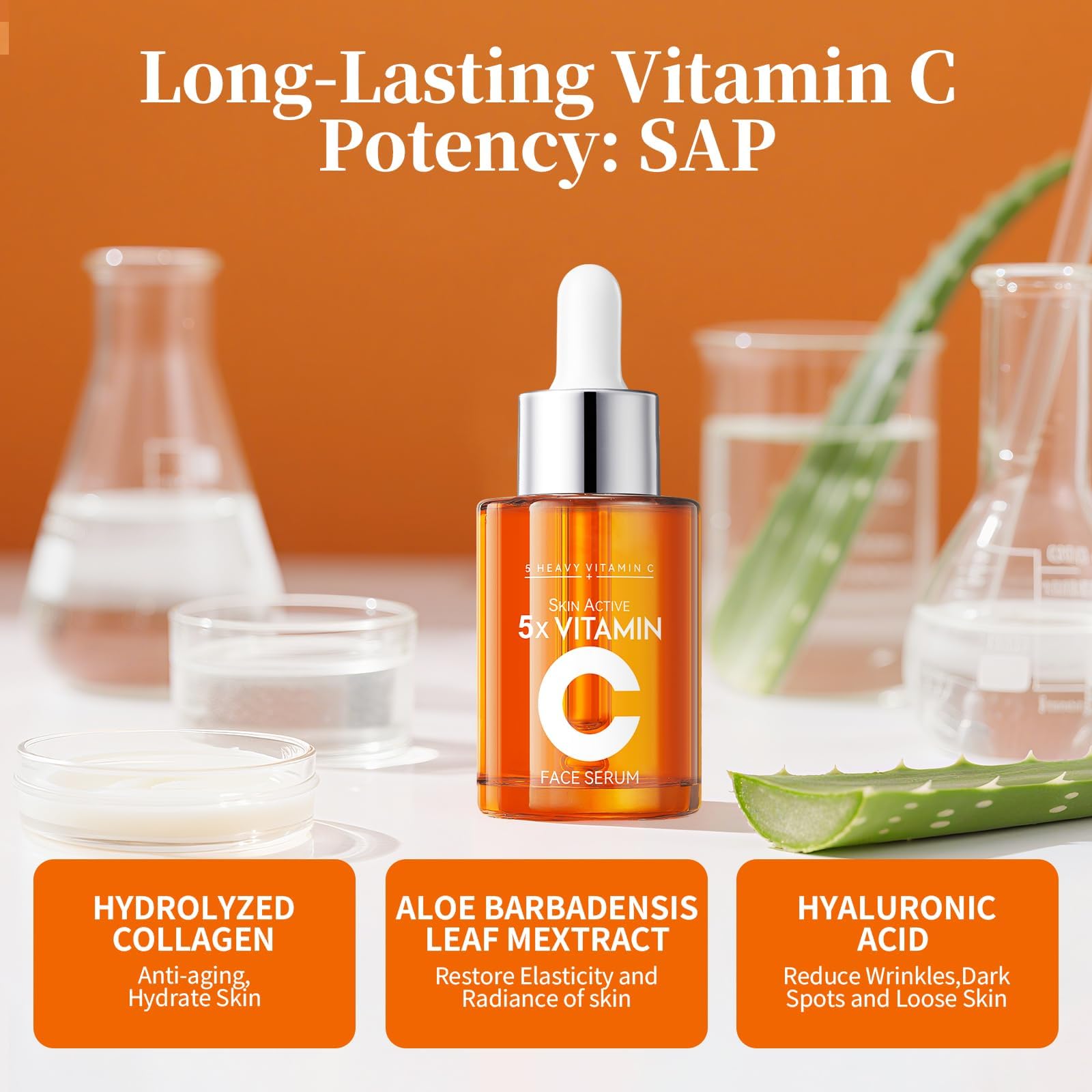 Vitamin C Face Serum with Hyaluronic Acid Niacinamide and Aloe Vera For All Skin Types Anti-Aging & Hydrating Serum Helps Reduce - dailyvitalstore