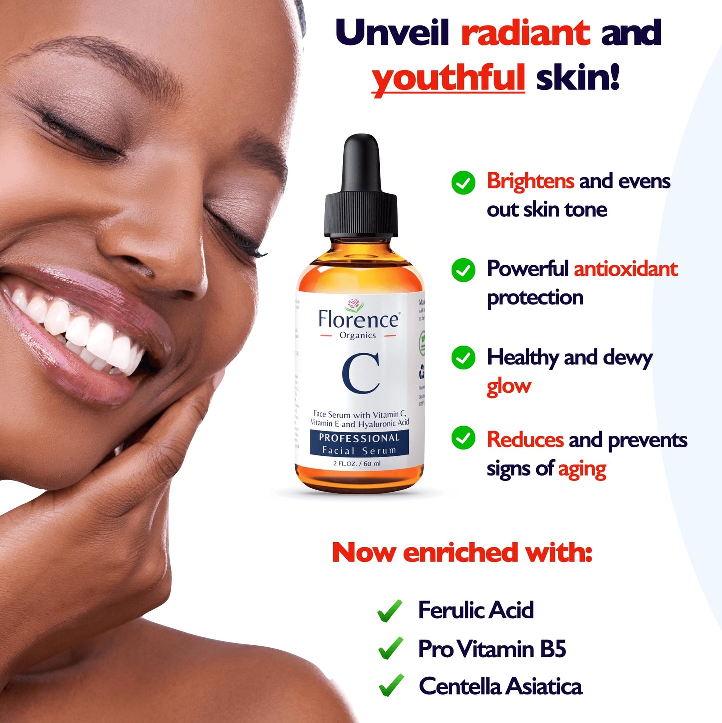 Vitamin C Serum For Face – Anti Aging Face Serum with Vitamin C, Hyaluronic Acid, Vitamin E. Brightening Formula. Improve Appearance of Dark Spots, - dailyvitalstore