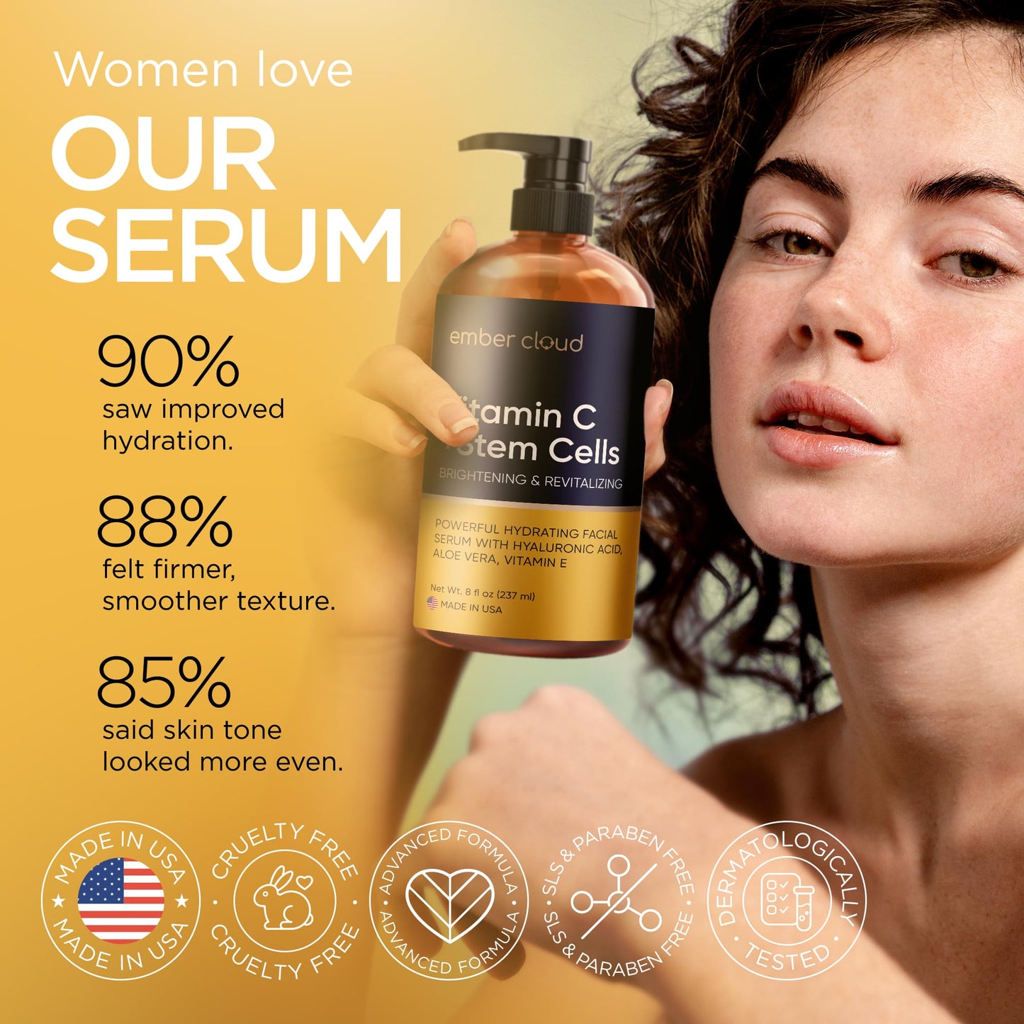 Vitamin C Serum for Face with Stem Cells Hyaluronic Acid Aloe Vera Vitamin E Anti-Aging Face Serum Supports Skin Health & Even Tone - dailyvitalstore