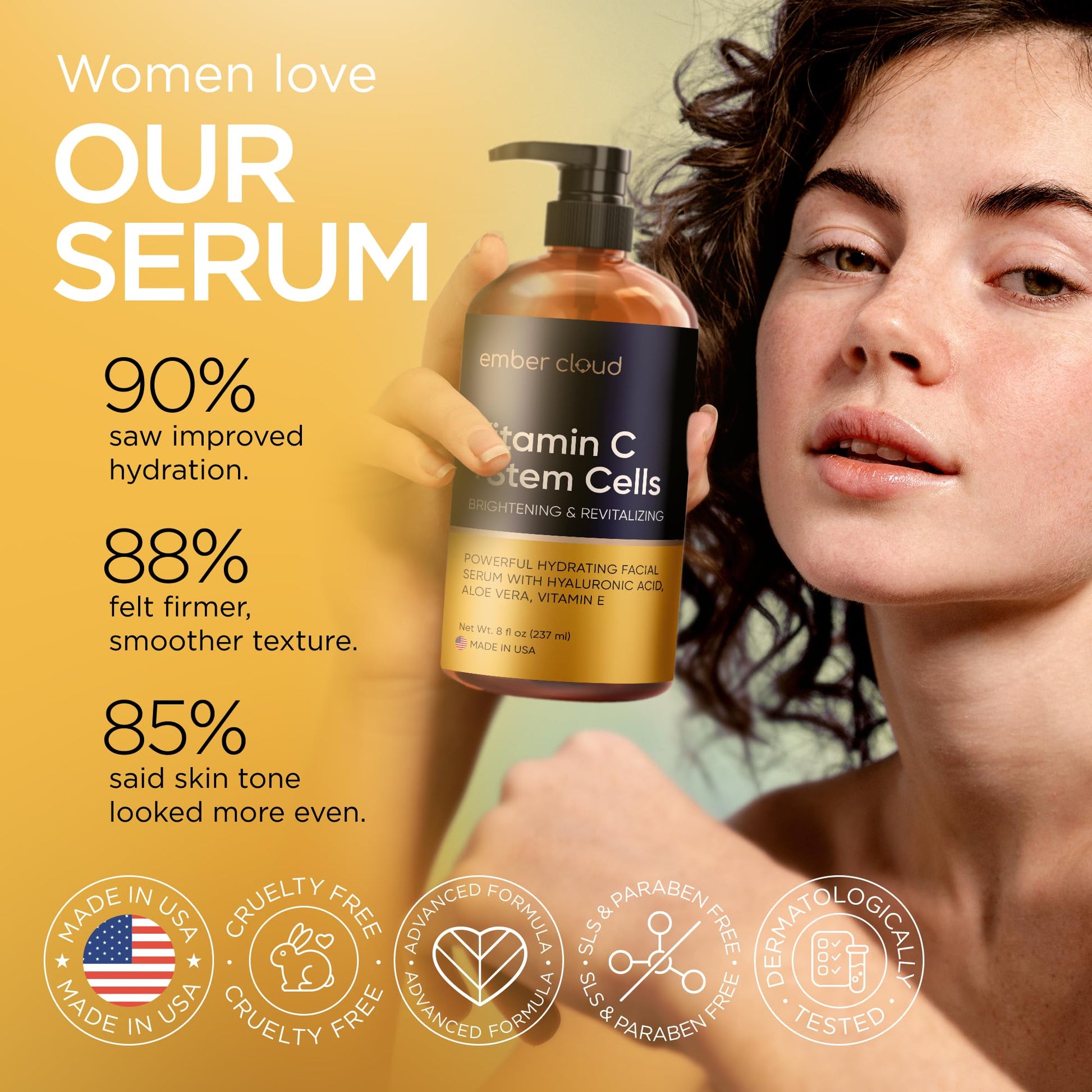 Vitamin C Serum for Face with Stem Cells Hyaluronic Acid Aloe Vera Vitamin E Anti-Aging Face Serum Supports Skin Health & Even Tone - dailyvitalstore
