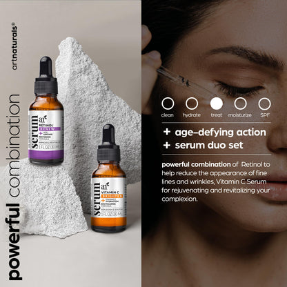 Vitamin C Serum Skin Care 2-Piece Set: Includes Retinol – Anti-Aging, Skin Brightening, Hydrating, Wrinkle Reduction, Dark Spot Corrector (1 Fl Oz (Pack of 2)) - dailyvitalstore