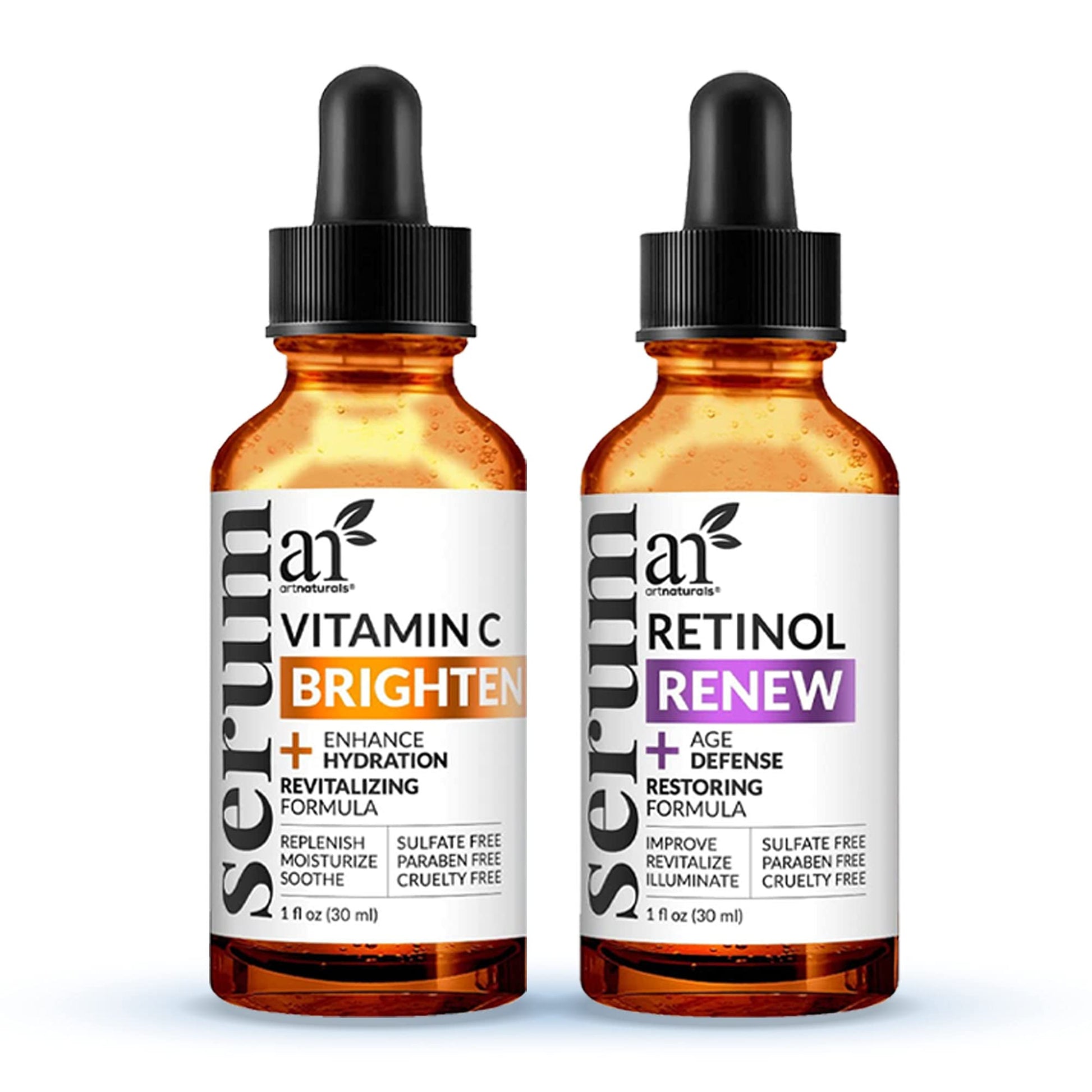 Vitamin C Serum Skin Care 2-Piece Set: Includes Retinol – Anti-Aging, Skin Brightening, Hydrating, Wrinkle Reduction, Dark Spot Corrector (1 Fl Oz (Pack of 2)) - dailyvitalstore