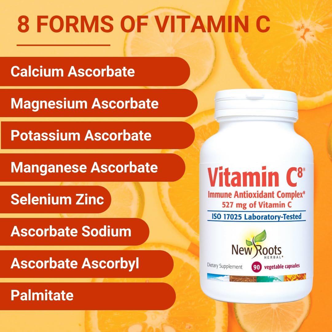 Vitamin C8 + Zinc Supplement for Higest Absorption (90 Capsules) | 527mg per Portion | 8 Buffered Sources of Vitamin C with Bioflavonoids, Green Tea & Quercetin for Stronger Defense | 3 months Supply - dailyvitalstore