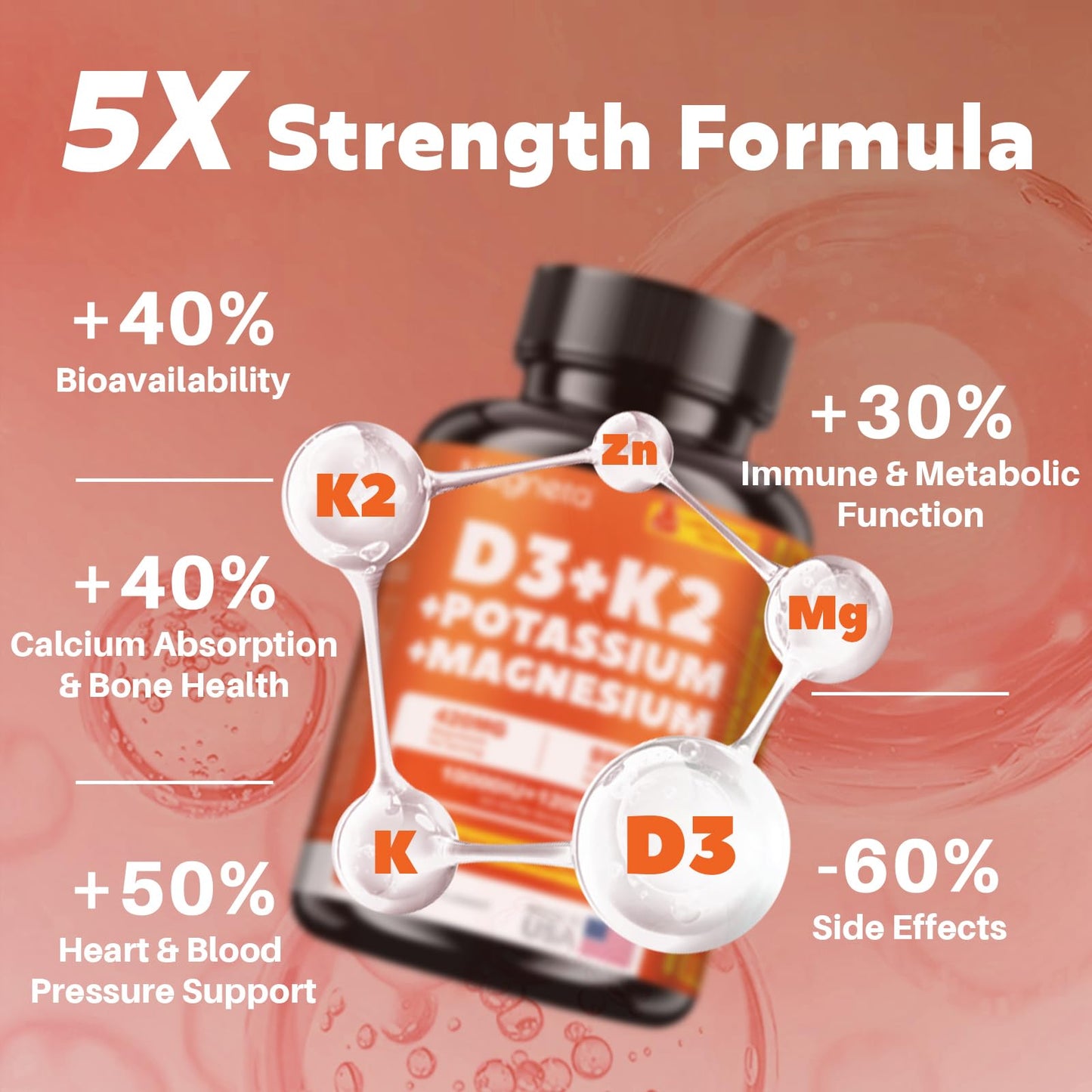 Vitamin D3 K2 (MK-7) 10,000 IU with Magnesium Glycinate & Potassium Supplement - Systemic Complex for Bone, Muscle, Heart, Immune, Energy & Sleep Support – High Absorption, 60 Capsules - dailyvitalstore