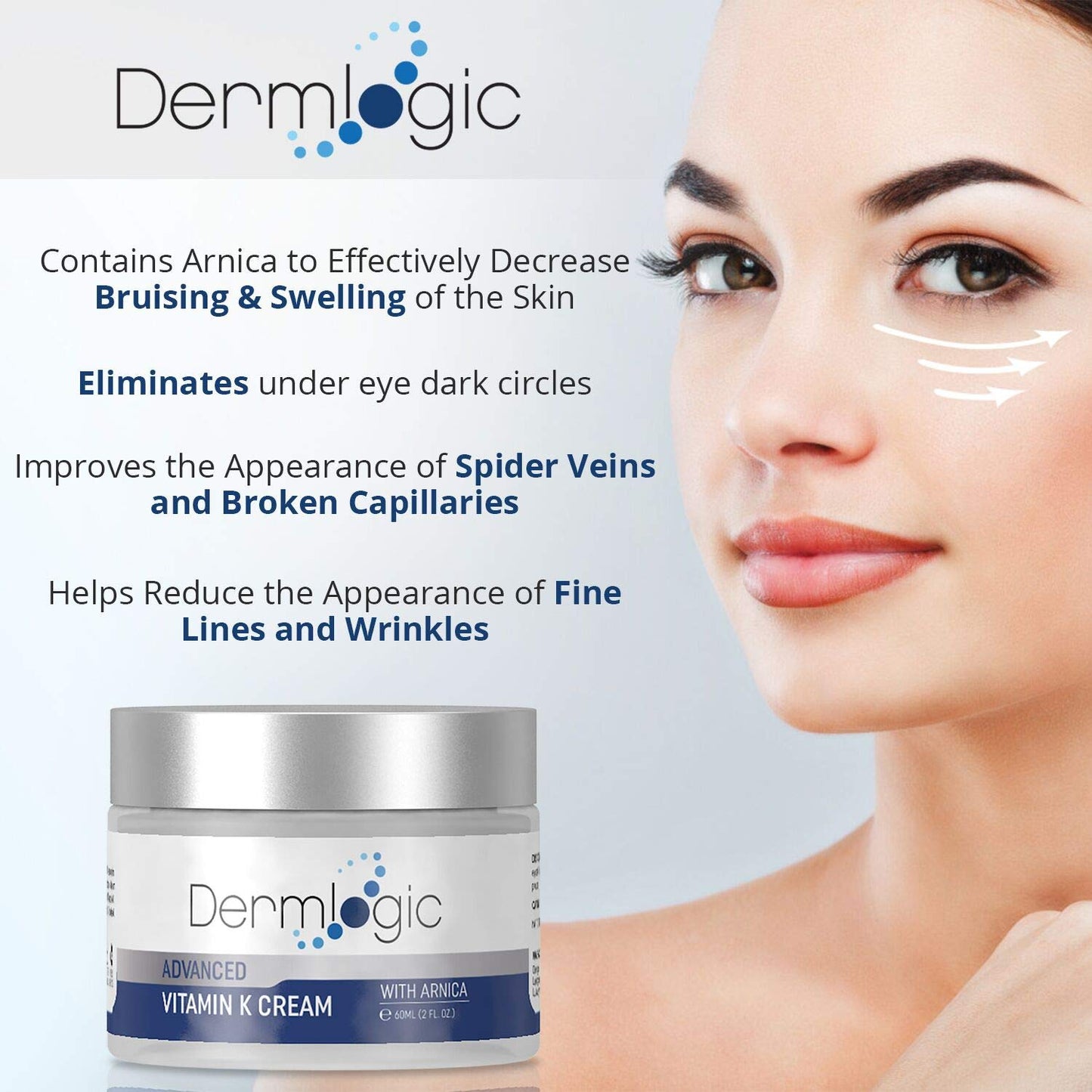 Vitamin K Cream- Moisturizing Bruise Healing Formula. Dark Spot Corrector for Bruising, Spider Veins & Broken Capillaries. Reduces Under Eye Dark Circles, - dailyvitalstore