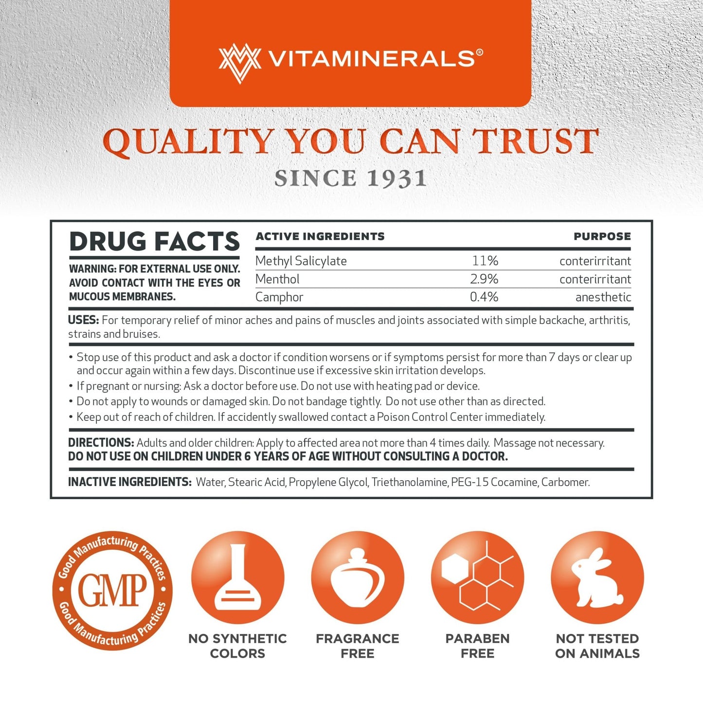 Vitaminerals 171 Glenalgesic® Pain Support Analgesic Balm, Muscle & Joint | Maximum Strength | Menthol | Camphor (8 oz) - dailyvitalstore