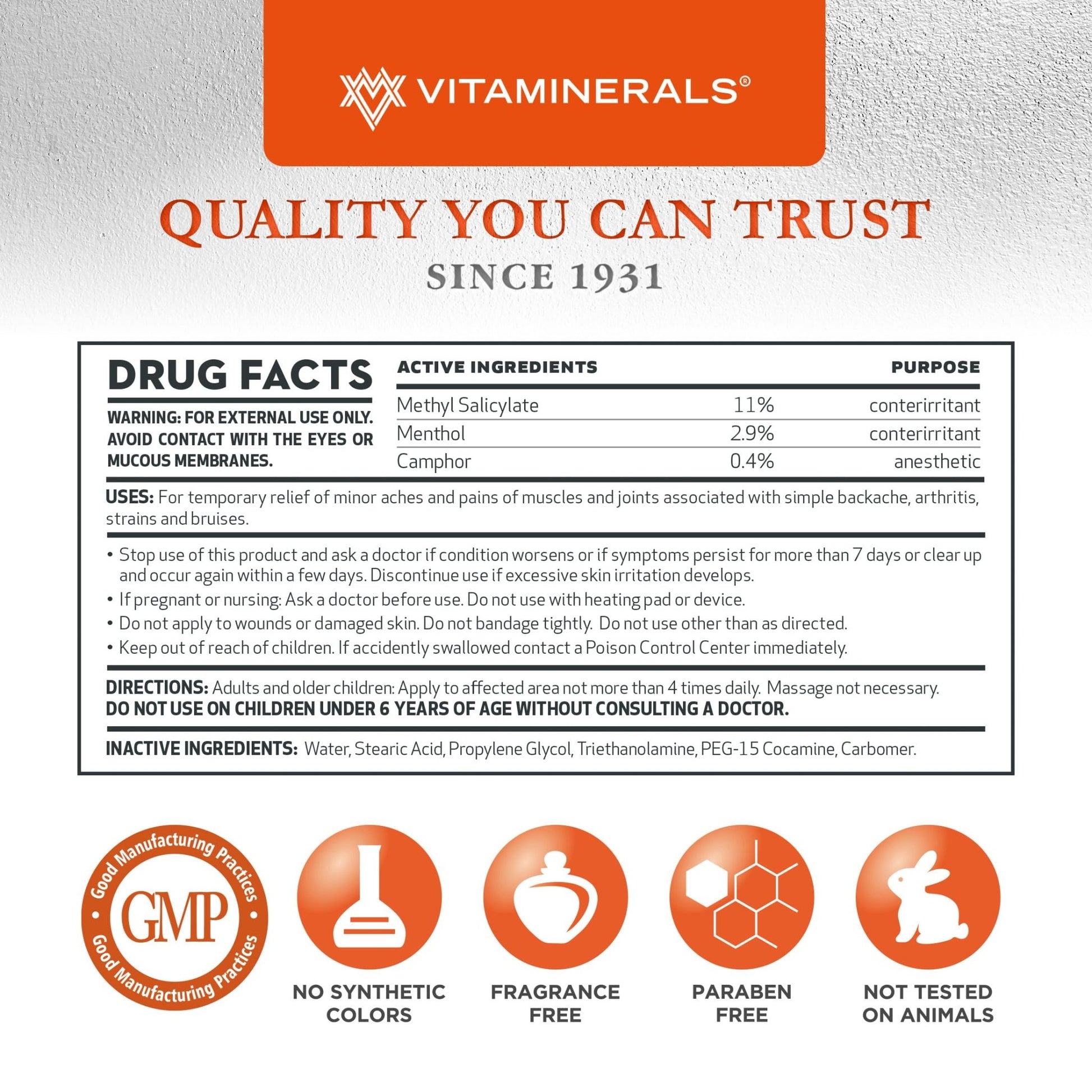 Vitaminerals 171 Glenalgesic® Pain Support Analgesic Balm, Muscle & Joint | Maximum Strength | Menthol | Camphor (8 oz) - dailyvitalstore