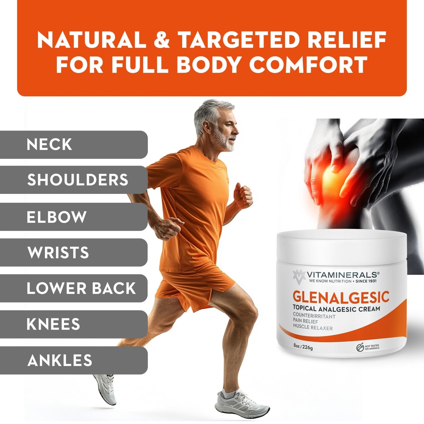 Vitaminerals 171 Glenalgesic® Pain Support Analgesic Balm, Muscle & Joint | Maximum Strength | Menthol | Camphor (8 oz) - dailyvitalstore