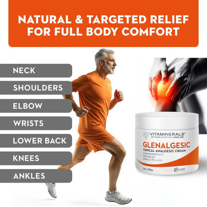 Vitaminerals 171 Glenalgesic® Pain Support Analgesic Balm, Muscle & Joint | Maximum Strength | Menthol | Camphor (8 oz) - dailyvitalstore