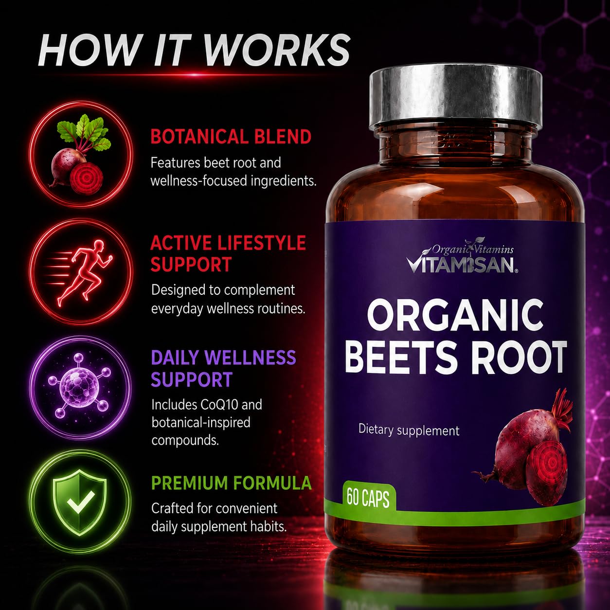 VITAMISAN Beets Root – 2 Pack (120 Capsules) – Organic Beet Root with CoQ10 and Collagen - dailyvitalstore