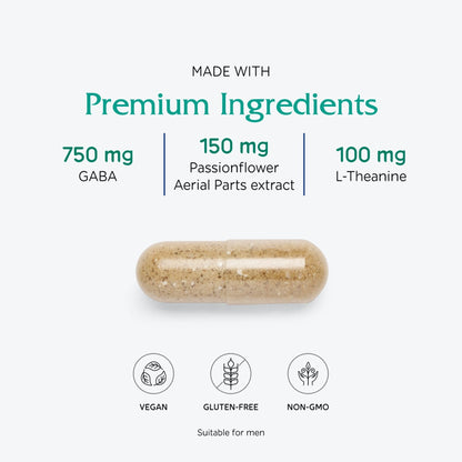 Vitanica, GABA Ease, Calming Support, Vegan, 60 Capsules - dailyvitalstore