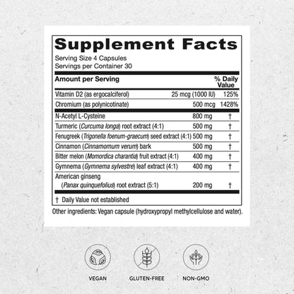 Vitanica Metabolic Manager - Herbal Supplement to Support Healthy Metabolic Response - Dietary Supplement with Vitamin D - Vegan Antioxidant Supplement - 120 Capsules - dailyvitalstore