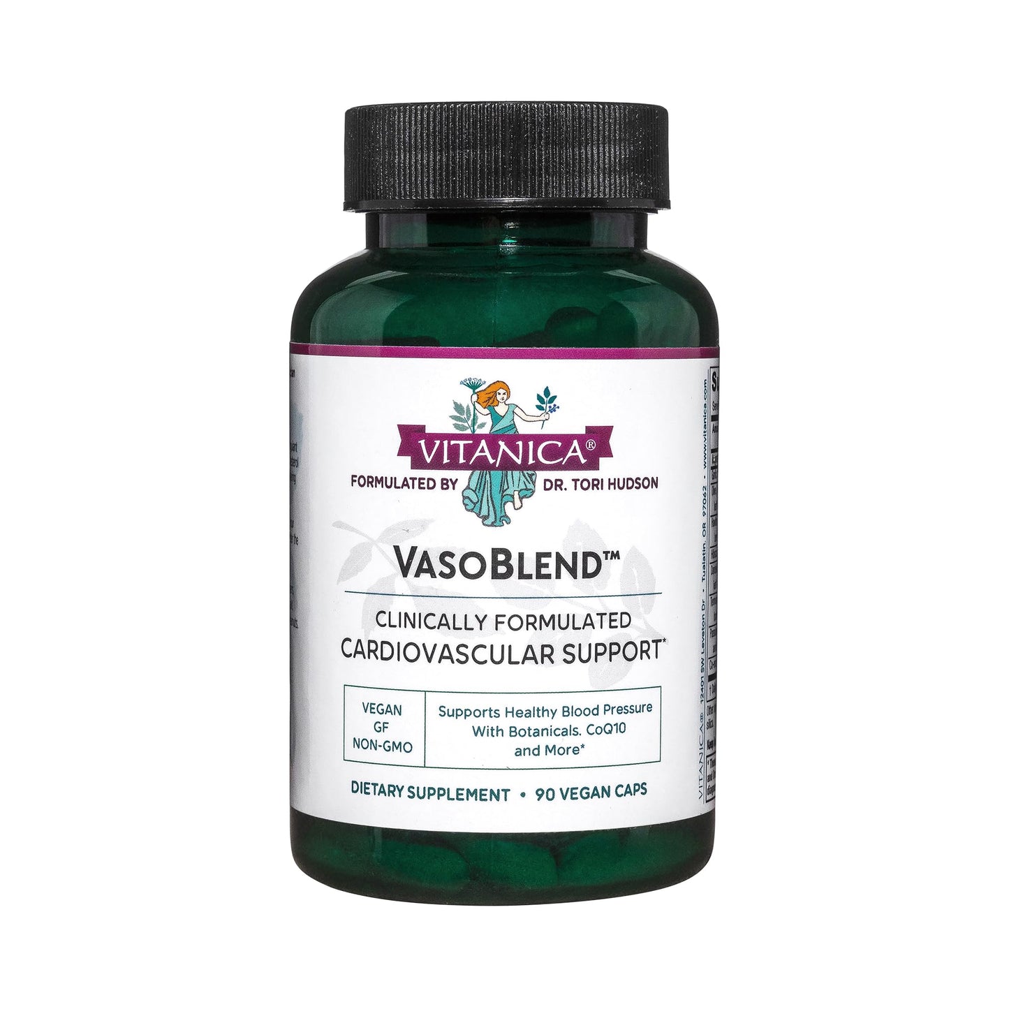 Vitanica VasoBlend - Heart Health Supplement with Folic Acid, Magnesium, CoQ10 & Terminalia Arjuna Bark - Heart Health Supplement - Consumer Line - 90 Vegan Caps - dailyvitalstore