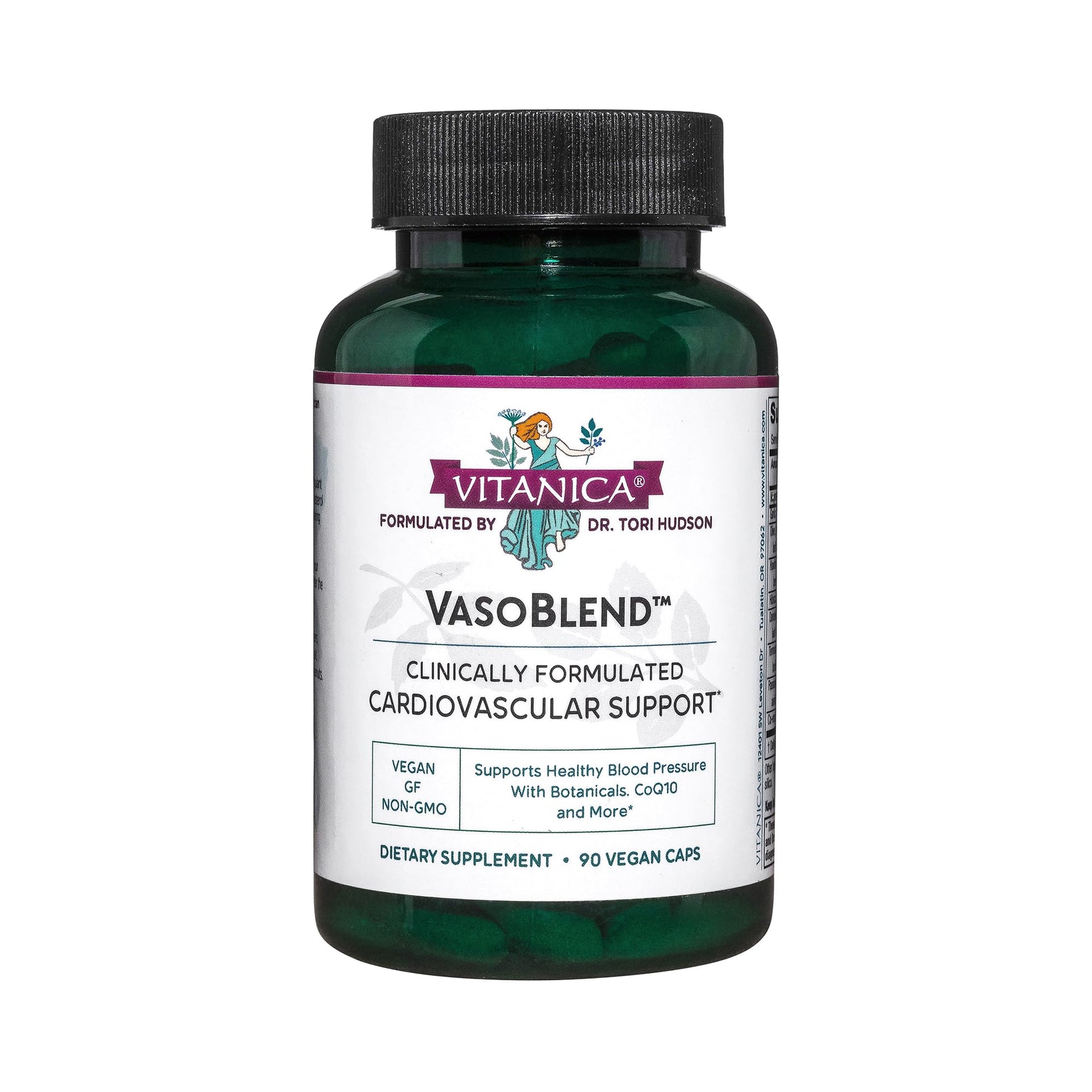 Vitanica VasoBlend - Heart Health Supplement with Folic Acid, Magnesium, CoQ10 & Terminalia Arjuna Bark - Heart Health Supplement - Consumer Line - 90 Vegan Caps - dailyvitalstore