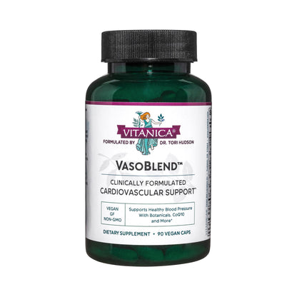 Vitanica VasoBlend - Heart Health Supplement with Folic Acid, Magnesium, CoQ10 & Terminalia Arjuna Bark - Heart Health Supplement - Consumer Line - 90 Vegan Caps - dailyvitalstore