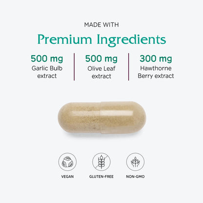 Vitanica VasoBlend - Heart Health Supplement with Folic Acid, Magnesium, CoQ10 & Terminalia Arjuna Bark - Heart Health Supplement - Consumer Line - 90 Vegan Caps - dailyvitalstore