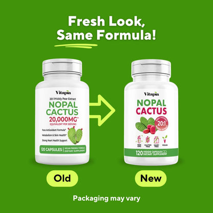 Vitapia Nopal Cactus Extract for Antioxidant, Skin, Metabolism, Wellness, Heart Health Support - 120 Veggie Capsules - Non GMO, Gluten Free Supplement - dailyvitalstore