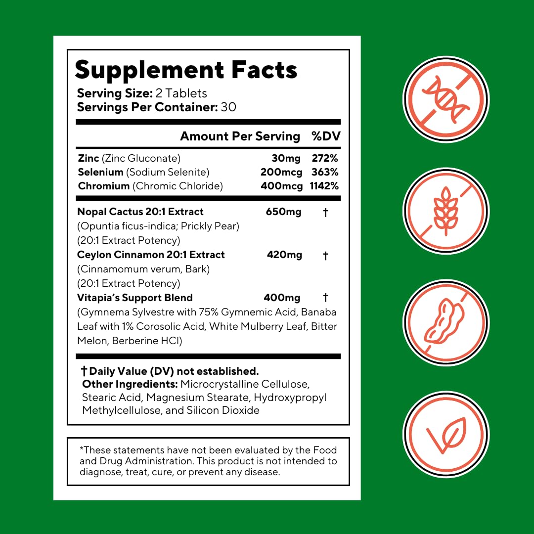 Vitapia Nopal Cactus Extract for Antioxidant, Skin, Metabolism, Wellness, Heart Health Support - 60 Multi Capsules - dailyvitalstore