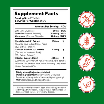 Vitapia Nopal Cactus Extract for Antioxidant, Skin, Metabolism, Wellness, Heart Health Support - 60 Multi Capsules - dailyvitalstore